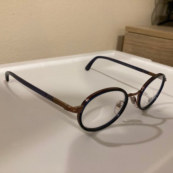 Persol Oval Eyeglasses Metallic Brown Blue 50mm - Picture 5 of 6